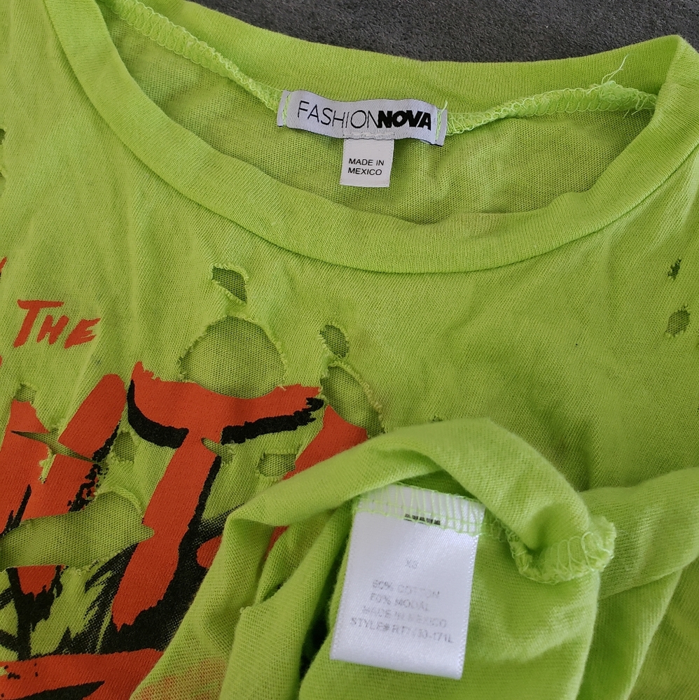 Green Neon FN Bad Girls Club Short Sleeve - Picture 3 of 3